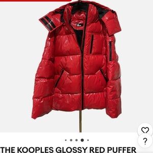 The Kooples Shiny Crimson Puffer Coat